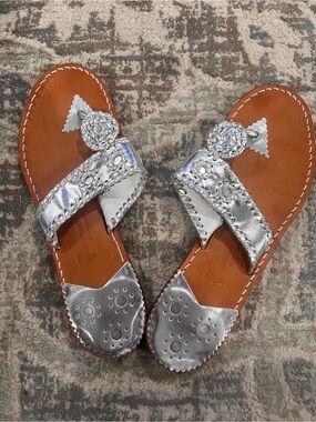 Stephen Bonanno Palm Beach metallic silver leather sandals